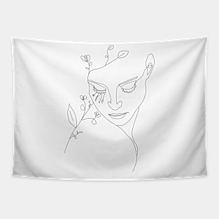 Woman face with flowers Tapestry