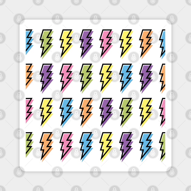 80s rainbow lightning Magnet by monkeysoup