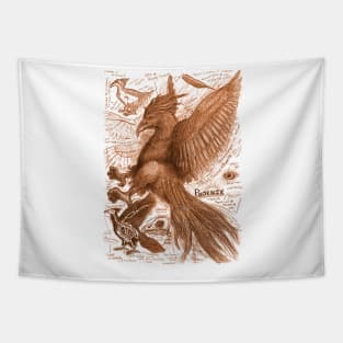 Egertron Puck's Orange Phoenix Anatomy Illustration Tapestry