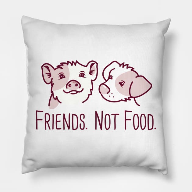 Pig and dog friends Pillow by crealizable