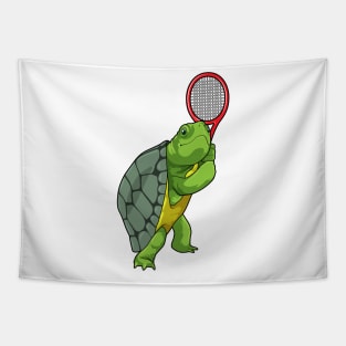 Turtle at Tennis with Tennis racket Tapestry