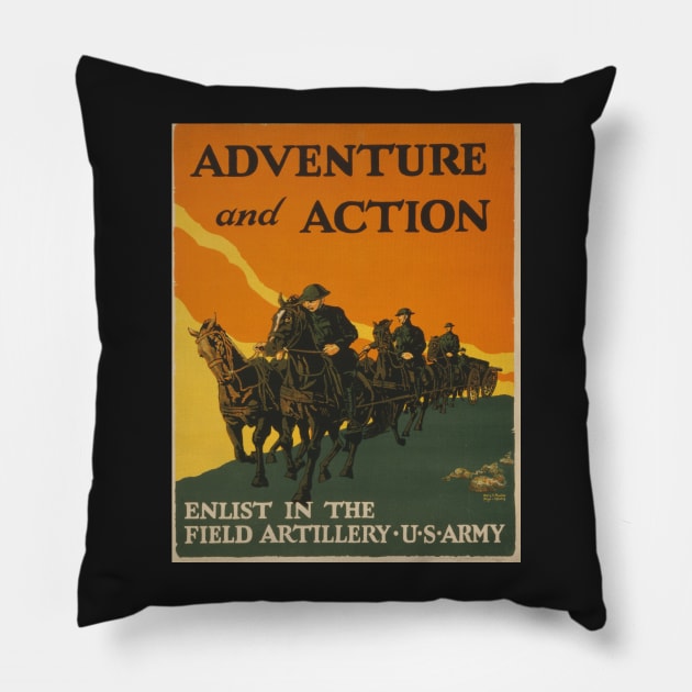 World War I Poster - Adventure And Action! Pillow by Struggleville