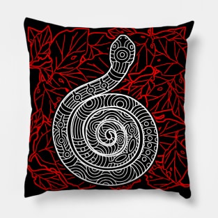 Tribal Snake Ink Art Tattoo Red White Pillow