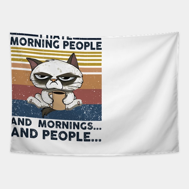 Cat I Hate Morning People Tapestry by Thai Quang