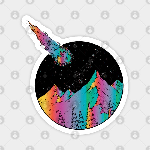 shooting stars and mountains Magnet by lazykitty