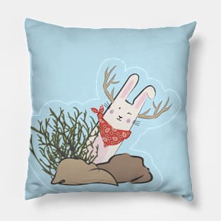 Cute Sagebrush Jackalope Cowboy Pillow