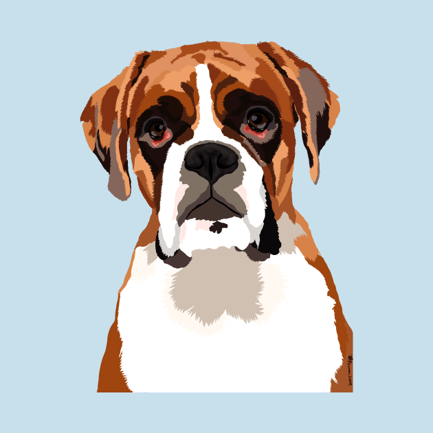 Boxer Dog Vector Style Cartoon Portrait by BHDigitalArt