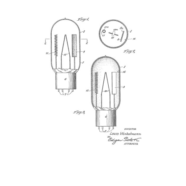 Vacuum Tube Vintage Patent Hand Drawing by TheYoungDesigns