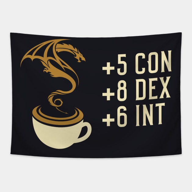 Coffee Stats Magical Item Tabletop RPG Addict Tapestry by pixeptional