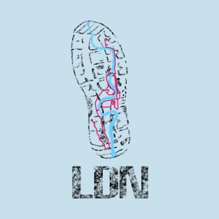 London Runner Route City Beats Shoe Print | London 26.2 T-Shirt