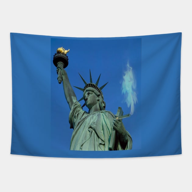 Holy Smoke! Statue of Liberty Tapestry by BullShirtCo