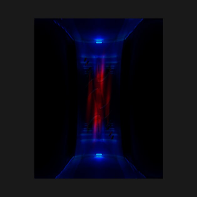 Digital collage and special processing. Entrance to some weird sci-fi room. Red and blue. Energy. by 234TeeUser234