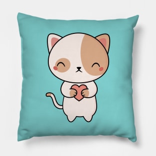 Kawaii Cute Kitten Cat With Heart Pillow