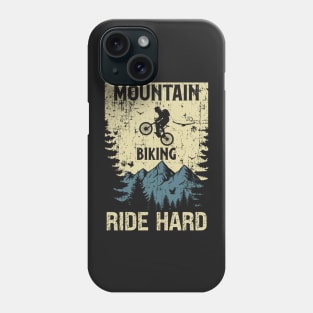 Mountain biking ride hard distressed look vintage Phone Case