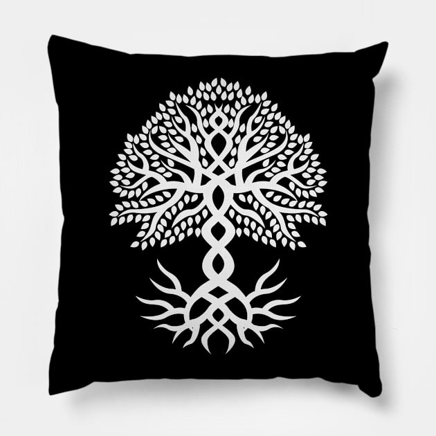 Yggdrasil The Tree of Life White Pillow by AshotTshirt