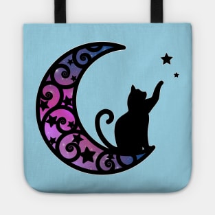 Starlight Moon Kitty Cat Silhouette Tote