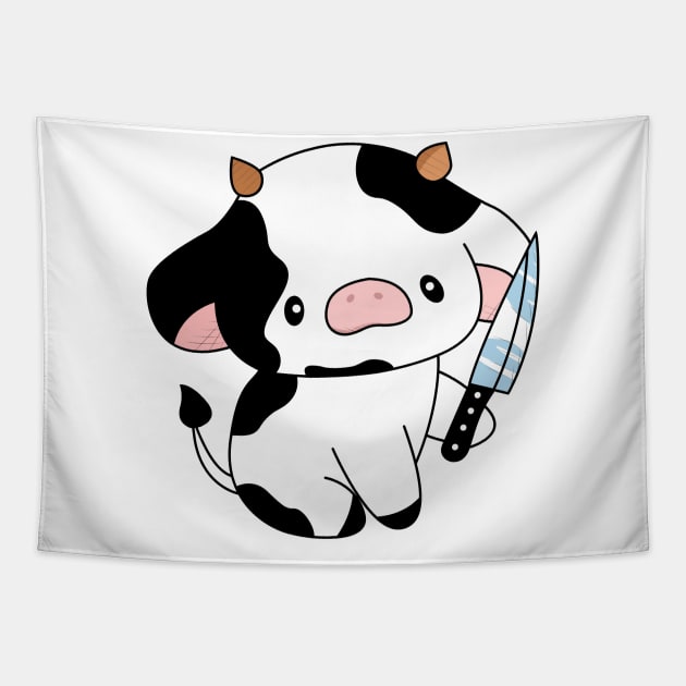 Cow with knife! Tapestry by Anime Meme's