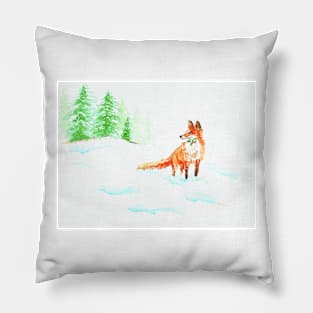 Fox in snow Pillow