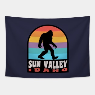 Sun Valley Idaho Bigfoot Sasquatch Retro Sunset Tapestry