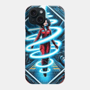 Space Traveler Enveloped by Blue Light - Sci-fi Phone Case