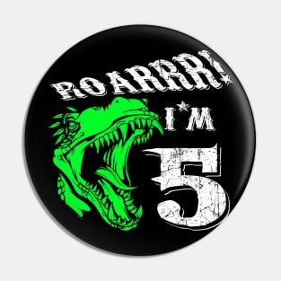 5 years old 5th Birthday Dinosaur Pin