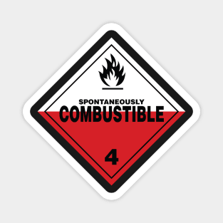 Spontaneously Combustible Warning Sign Magnet