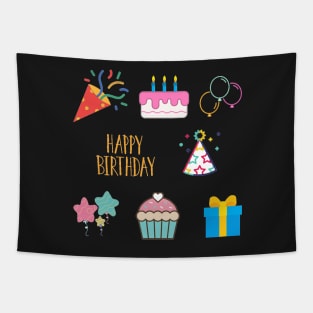 Happy Birthday Sticker Collection Tapestry