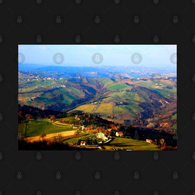 View from above at Marche hills covered by fields and forests by KristinaDrozd