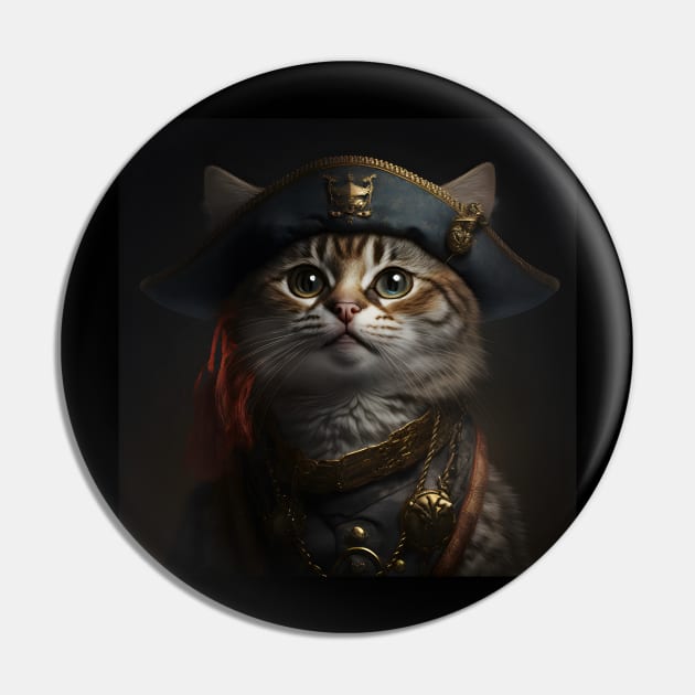 Pirate Cat in Uniform Portrait Pin by ArtisticCorner