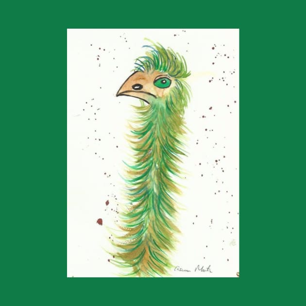 Funny green Emu by Casimirasquirkyart