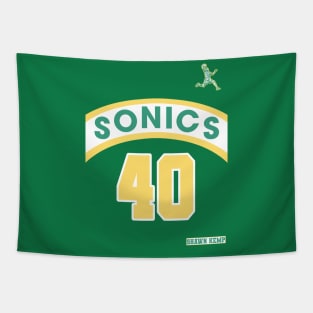 Shawn Kemp Retro Supersonics Jersey 90s Style Fan Art Tapestry