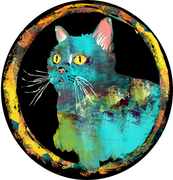 What do you mean? Artsy Blue Cat Kids T-Shirt by Gina's Pet Store
