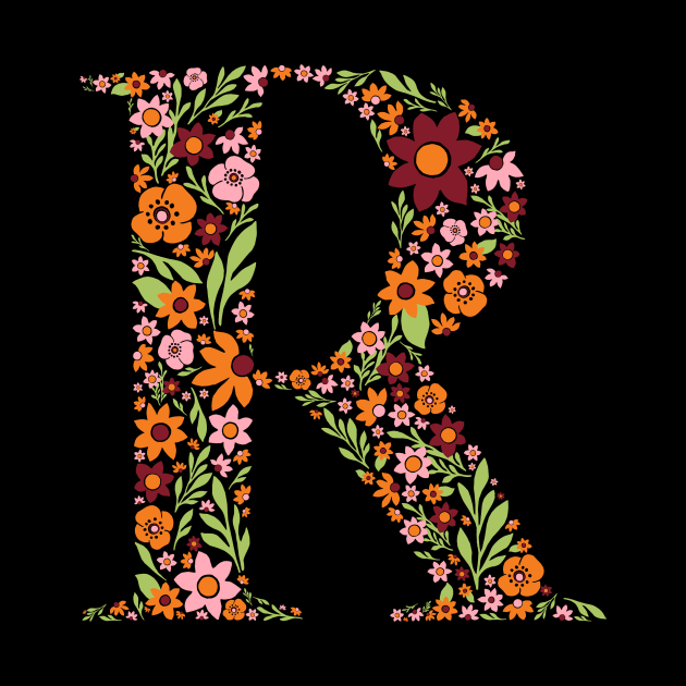 Retro Floral Letter R by zeljkica