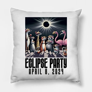 Eclipse 2024 Watch Party Funny Animals - Solar Event, Solar Eclipse April 8 2024, Totality Pillow