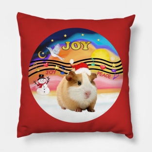 "Christmas Music" with a Very Cute Guinea Pig in a Santa Hat Pillow