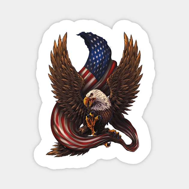 eagle with american flag Magnet by t-shiit