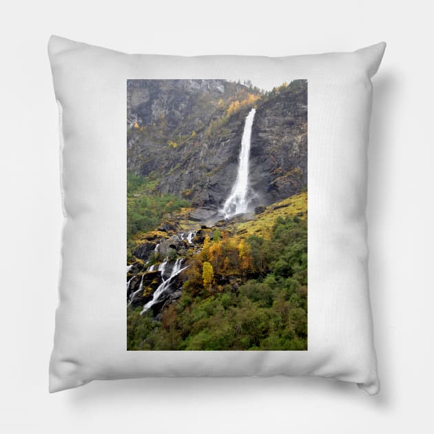 Flamsdalen Valley Flam Norway Scandinavia Pillow by AndyEvansPhotos