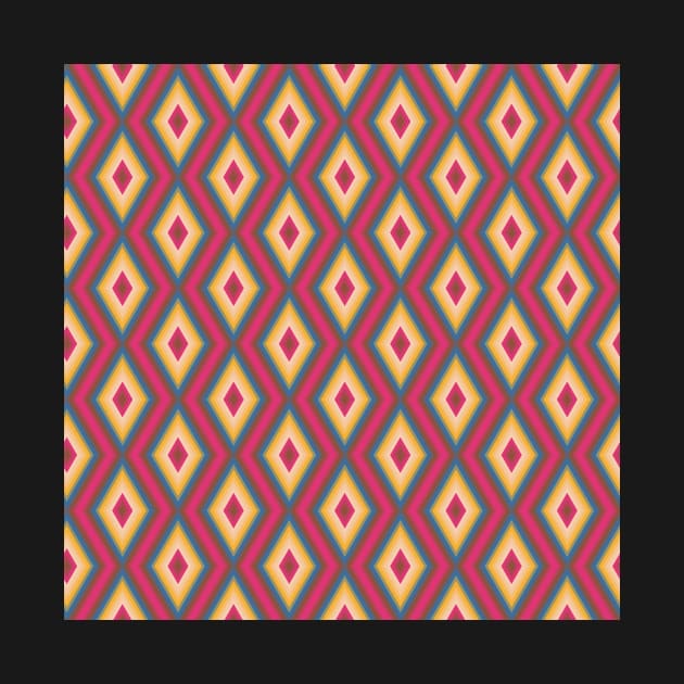 Bright Magenta, Red, Yellow, and Blue Argyle Pattern by gloobella