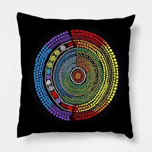 Aboriginal Art Inspired Rainbow Pillow