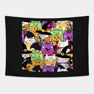 Cute Cats Halloween Pattern Tapestry