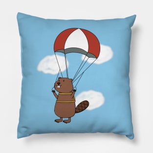 Parachuting Beaver Pillow