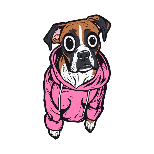 Boxer Dog Pink Hoodie by turddemon