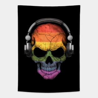 Dj Skull with Gay Pride Rainbow Flag Tapestry