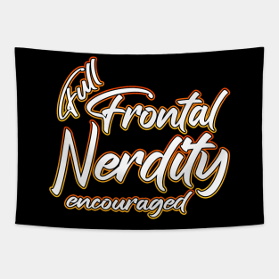 Full Frontal Nerdity orange Tapestry