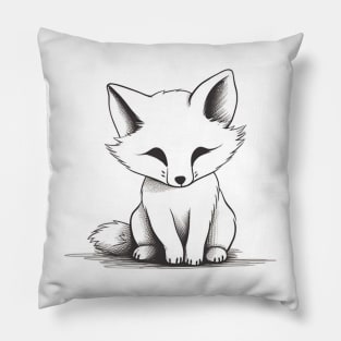 Cute Baby Fox Black and White Pillow