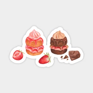 Chocolate and strawberry cakes Magnet