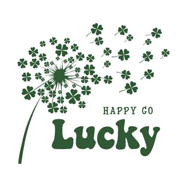 Happy Go Lucky Clover Dandelion Flower St Patrick's Day by RobertBowmanArt