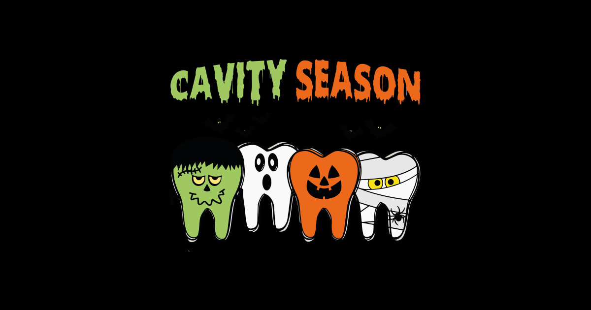 Cavity Season Funny Dental Halloween Teeth c Dental Sticker TeePublic