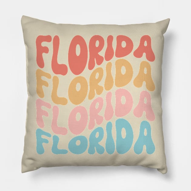 Florida Repeat Graphic Tee, Casual Sunshine State Shirt, Perfect for Beach Outings, Unique Gift for Florida Lovers Pillow by TeeGeek Boutique