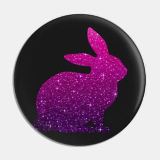 Hot Pink and Purple Ombre Faux Glitter Easter Bunny Pin